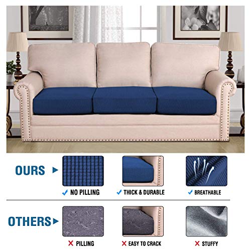 Super Stretch Stylish Cushions Covers (Navy / 3 Cushion Sofa)