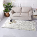 2x5 Runner Faux Fur Rug White with Grey Tips Rugs Washable Sheepskin Rug Fluffy Shaggy Fuzzy Bedroom Rugs for Teen Room Décor (2' x 5' (Runner) / White With Grey Tips)