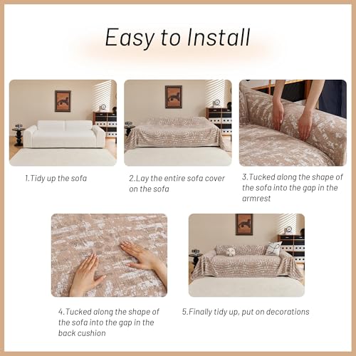 Couch Covers for 3 Cushion Couch Sofa (71" x 118" / 7# Khaki Blur Mottling)
