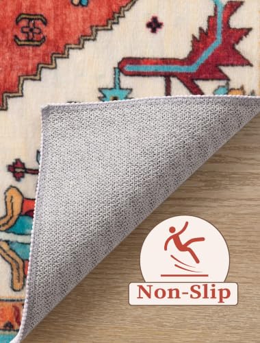 2'6"x14' Washable Non Slip Boho Runner Rug for Hallway (Orange/Multi / 2'6" x 14' (Runner))