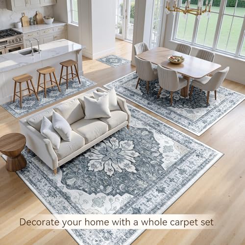 Washable Area Rug (Grey/White/Beige / 7' x 9' (Rectangular))