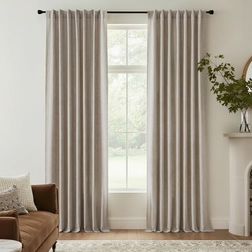 Natural Beige 100% Blackout Curtains for Bedroom 84 Inch Long (Natural Beige / 52"W x 84"L (Pack of 2))