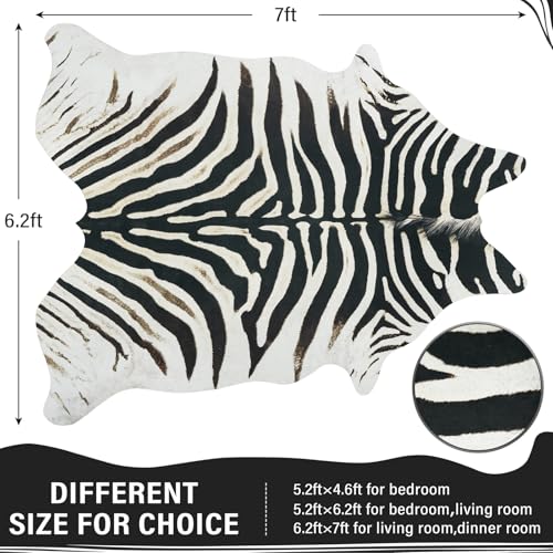 Western Faux Zebra Rug (6'3" x 7' (Irregular) / Black and White)