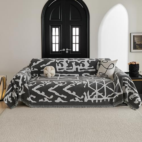 Boho Couch Cover Sofa Covers (71" x 118" / 8# Grey Geometry)