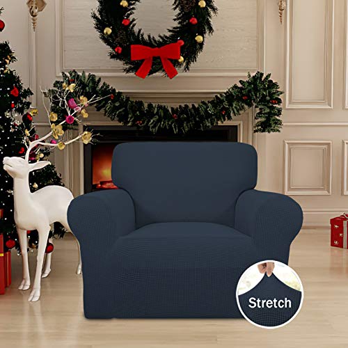 Stretch Chair Slipcover with Arm Washable Dark Blue (Small Chair / Dark Blue)