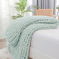 Chunky Knit Throw Blanket for Couch (Mint / 40"x60" (Medium Size Throw）)