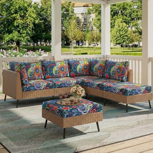 Printed Couch Cushion Covers (Blue / Seat Cover 2 Pack)