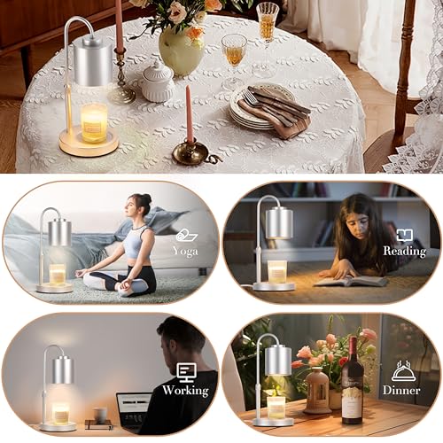 Dimmable Candle Warmer Lamp with Timer (Silver)