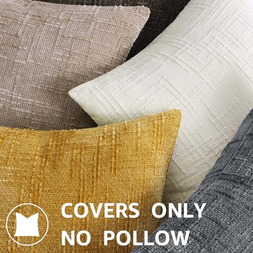 Textured Chenille Throw Pillow Covers 22x22 Set of 2 Dark Grey (Dark Grey / 22" x 22" (Pack of 2))