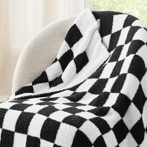 GentleSoft Cozy Soft Throw Blanket (08 - Checkered Black / Throw (50" X 60"))