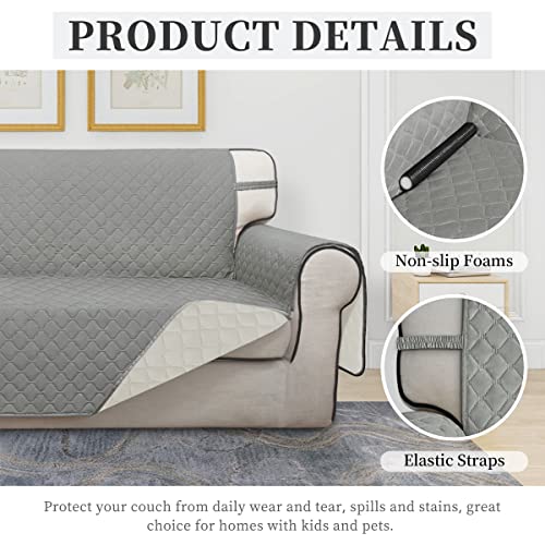 Double Protection 100% Waterproof Sofa Covers for Living Room (Light Gray/Ivory / Chair Small)