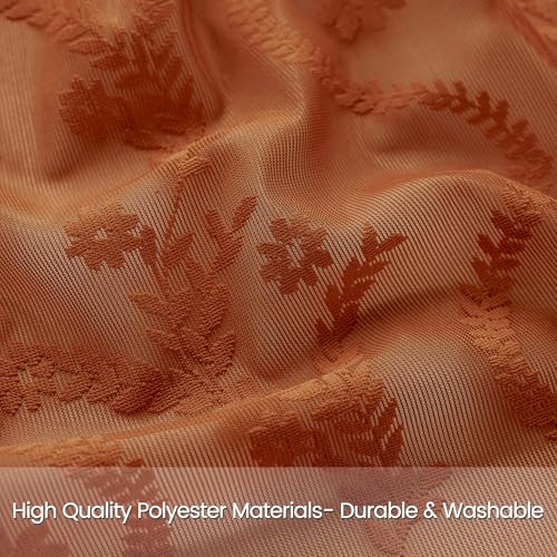 Boho Lace Curtains 63 Inch 2 Panels (Terracotta / 52"W x 63"L (Pack of 2))