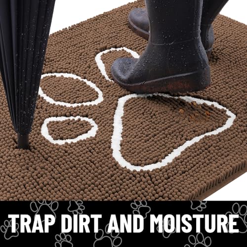 Dog Door Mat for Muddy Paws (36"X24" / Coffee and White)