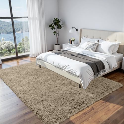 8x10 Fluffy Shag Area Rugs for Living Room Bedroom (Gray Camel / 8' x 10' (Rectangular))