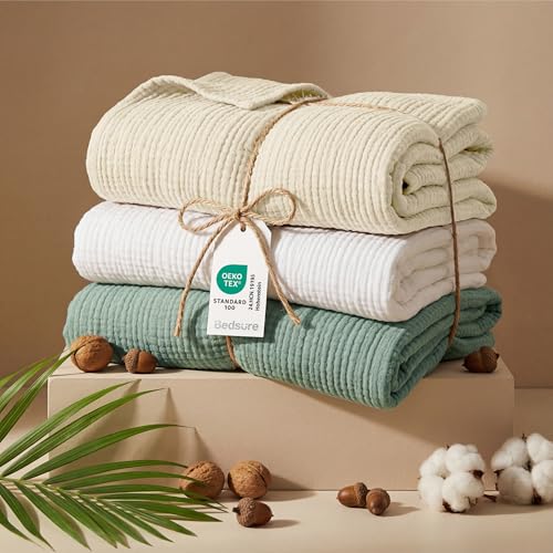 100% Cotton Muslin Blankets for Adults (02 - Grey / King (108" X 90"))