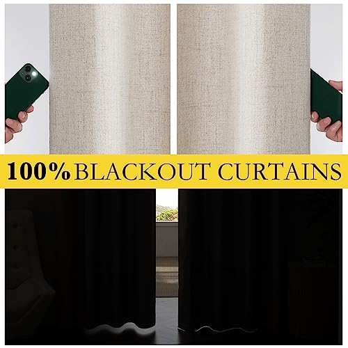 Oatmeal Vintage Open Linen Weave Flax Thermal Curtains (62"W x 84"L (Pack of 2) / Oatmeal)