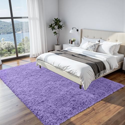 8x10 Fluffy Shag Area Rugs for Living Room Bedroom (Purple / 8' x 10' (Rectangular))