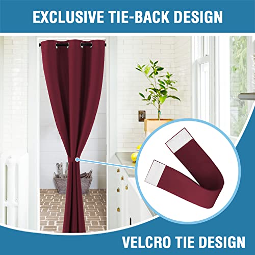 Christmas Doorway Curtain Blackout Door Curtain Room Divider Window Treatment Curtain for Bedroom Thermal Insulated Privacy Drape Soundproof Grommet (42"W x 80"L (Pack of 1) / Burgundy Red)