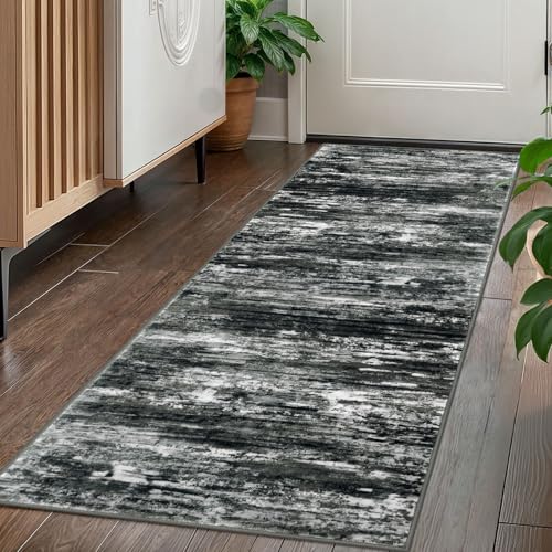 Kitchen Runner Rug for Hallway Non (Black White Grey Green / 2' x 5' (Runner))