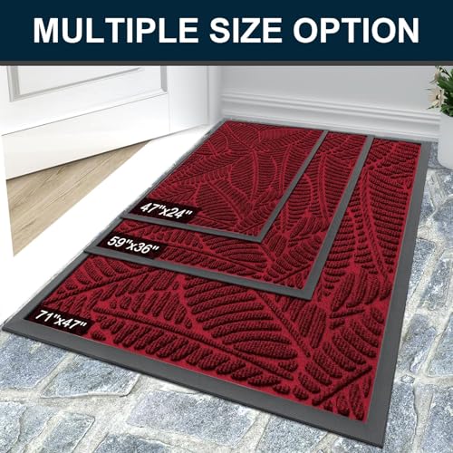 Waterproof Front Doormat (Burgundy / 71" X 47")
