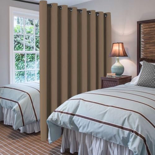Blackout Patio Curtains 100 x 84 Inches for Sliding Door Extral Wide Blackout Curtain Panels Thermal Insulated Room Divider (100"W x 84"L (Pack of 1) / Macchiato)