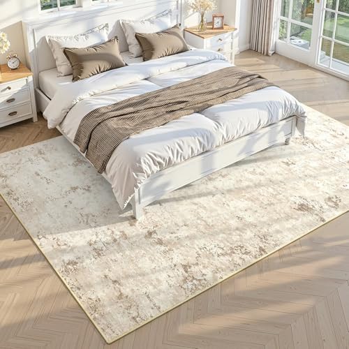 Abstract Area Rug 5x8 Modern Washable Rug Soft Non Slip Rug Low Pile for Bedroom Living Room Dining Room Beige (Beige / 5' x 8' (Rectangular))