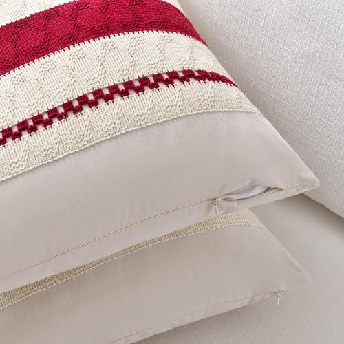 Set of 1 Boho Red Lumbar Decorative Throw Pillow Cover 12x20 Inch for Couch Bed Sofa Chair (20" x 12" (Pack of 1) / Red)
