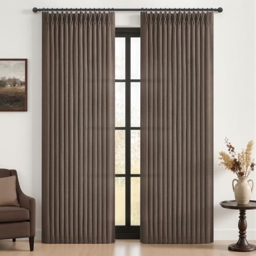 Dark Brown Pinch Pleated Semi Sheer Living (Darkbrown / 40"W x 84"L (Pack of 2))