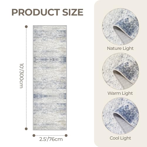 2'6 x 10' Runner Rug Non Slip (Blue/Brown/Ivory / 2'6" x 10' (Runner))