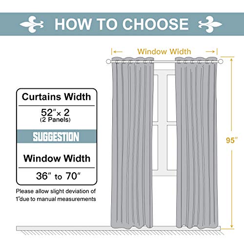 100% Blackout Curtains for Bedroom 95 Inches Long 2 Panels Set (52"W x 95"L (Pack of 2) / Cappuccino)