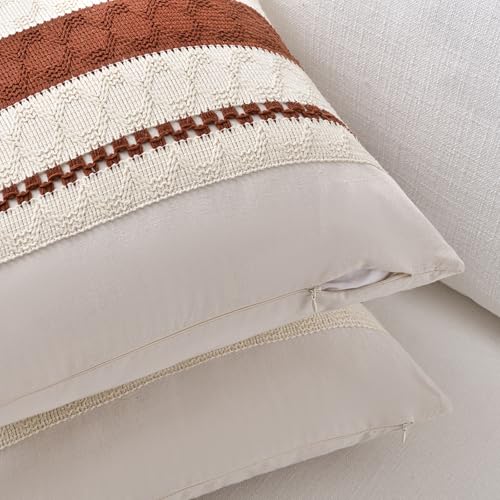 Set of 1 Rust Boho Long Lumbar Decorative Throw Pillow Cover 12x20 Inch for Couch Bed Sofa (20" x 12" (Pack of 1) / Rust)