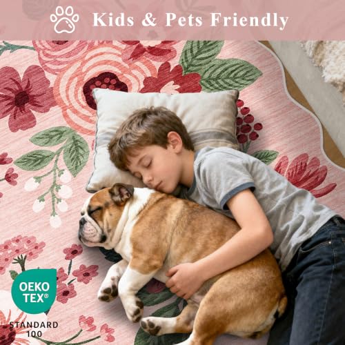 2x8 Washable Runner Rug (Pink (Big) / 2' x 8' (Rectangular))