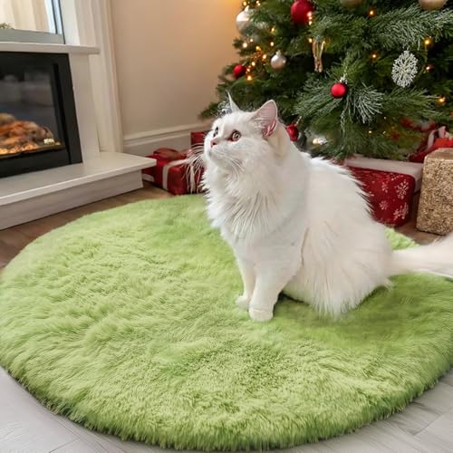 Grass Green Round Rugs for Bedroom (3 Ft Round / Grass Green)