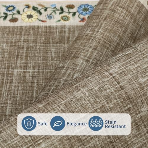 10x13 Machine Washable Rugs for Living Room Large Area Rug Modern Floral Indoor Accent Carpet Low Pile Carpet Soft Throw Aesthetic Floor Cover for Bedroom Laundry Dining Room (Taupe/Flax / 10' x 13' (Rectangular))