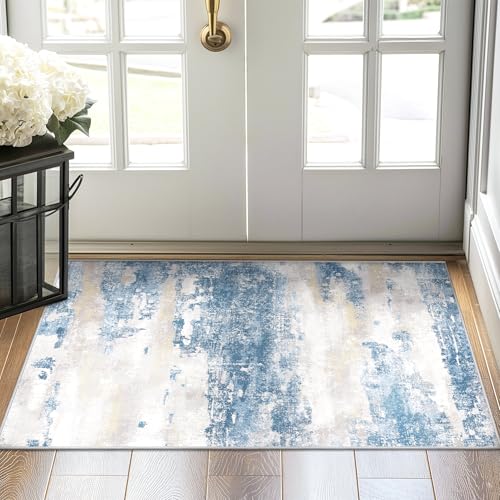 2x3 Area Rugs for Entryway (Blue Cream / 2' x 3' (Rectangular))