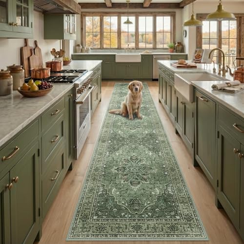 Washable Area Rug (Green/Dark Green/Gray / 2' x 9' (Rectangular))