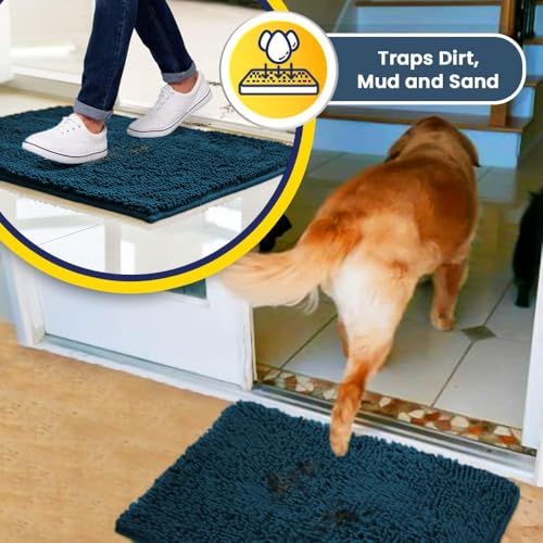 Super Water Absorbent Door Mat Indoor (Atlantic Blue / 16" x 24")