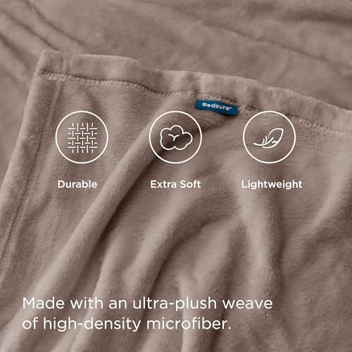 GentleSoft Fleece Throw Blanket for Couch Light Brown (Light Brown / Throw (50" X 60"))