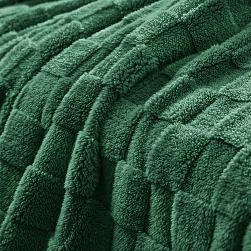 3D Checkered Fleece Throw Blanket for Couch (Green / Throw (50"x60"))