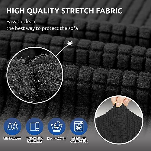 Stretch Loveseat Couch Cover (Black / Medium)