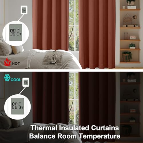 Ava Terracotta Blackout Curtains for Bedroom 63 Inch Length 2 Panels (Terracotta / 40"W x 63"L (Pack of 2))