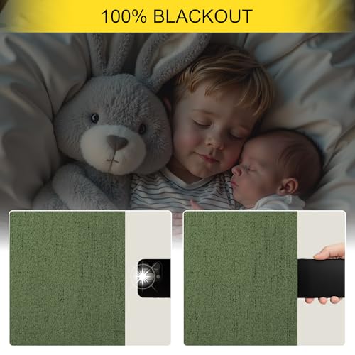 Ptialk Elegant Blackout Curtains for Living Room Eclectic Moody Dark Olive Green Linen Curtains 72 Inch Length 2 Panels Set Long Drapes for Closet Cover Back Tab Rod Pocket Hunter Green 52x72 (Olive Green / 52"W x 72"L (Pack of 2))
