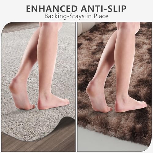 Shag Area Rugs for Bedroom Living Room (Mottling Brown / 4' x 6' (Rectangular))