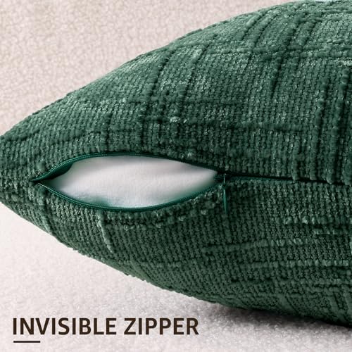 Textured Chenille Throw Pillow Covers 20x20 Set of 2 Green (Christmas Green / 20" x 20" (Pack of 2))