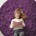 Dark Purple Round Rugs for Bedroom (5 Ft Round / Dark Purple)