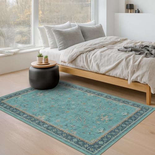Teal 4x6 Rugs for Entryway Indoor (4' x 6' (Rectangular) / Emerald Teal)