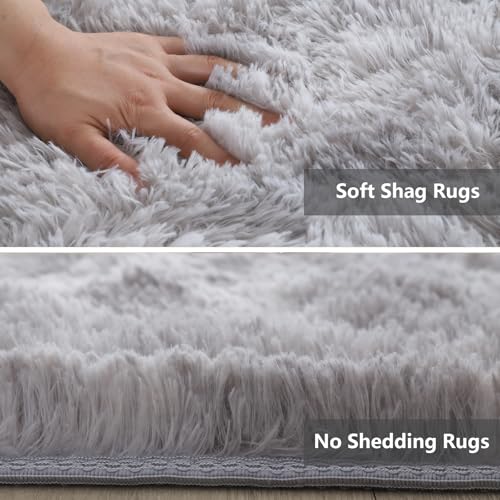 Shag Area Rugs for Bedroom Living Room (Mottling Grey / 4' x 6' (Rectangular))