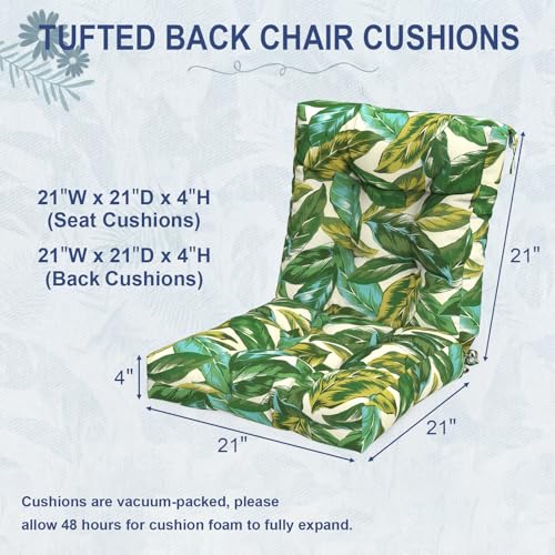 Outdoor Back Chair Cushions (42"x21"x4" / Lush Leaf Jungle)