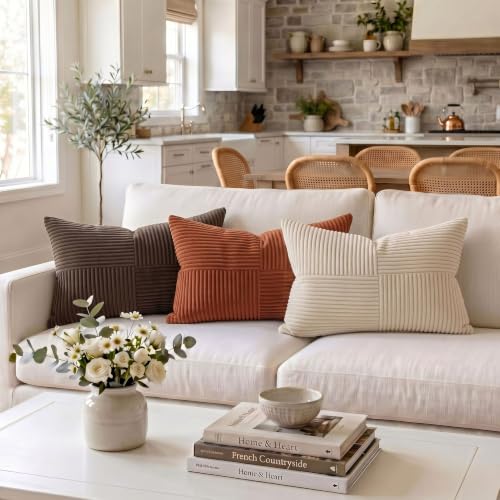 2 Packs Rust Lumbar Decorative Throw Pillow Covers 16x28 Inch for Bedroom Couch Bed (Rust / 28" x 16" (Pack of 2))