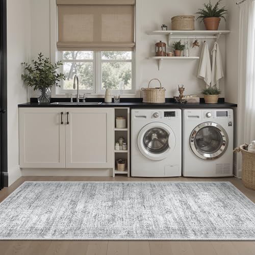 Runner Rug 2x5 Washable Non (Grey / 2' x 5' (Runner))